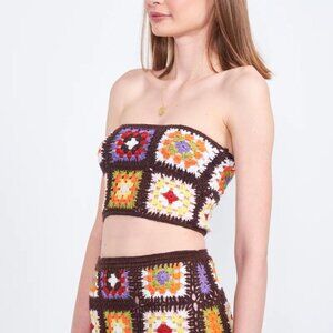Pitaya Granny Square Crochet Crop Tube Top